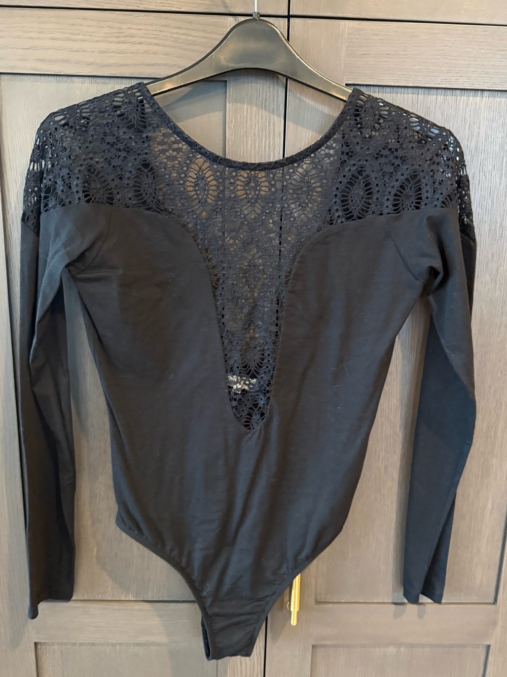 Black Lace Long Sleeve Bodysuit, Nightcap Clothing